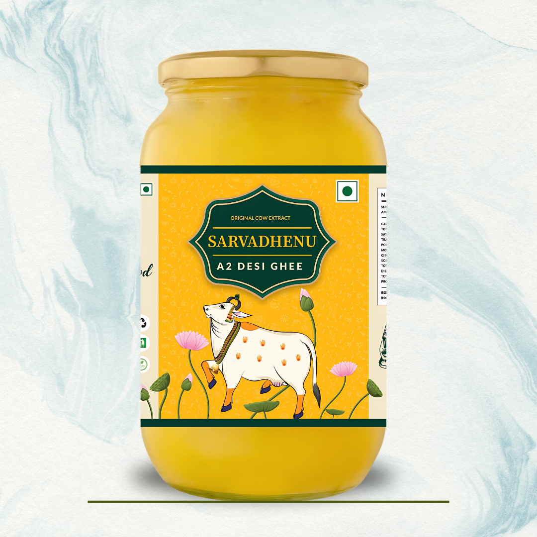 Sarvadhenu A2 Desi Ghee – Pure Bilona Ghee from Grass-Fed Desi Sahiwal Cows