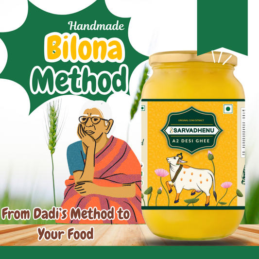 Sarvadhenu A2 Desi Cow Ghee – Bilona | Sahiwal Cow Milk | Glass Jar