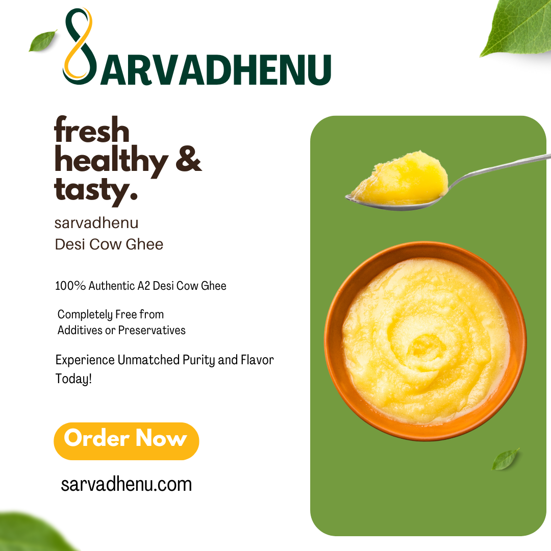 Golden Sarvadhenu A2 desi cow ghee, perfect for cooking and health. Shop 1 kg pure desi ghee at the best price.