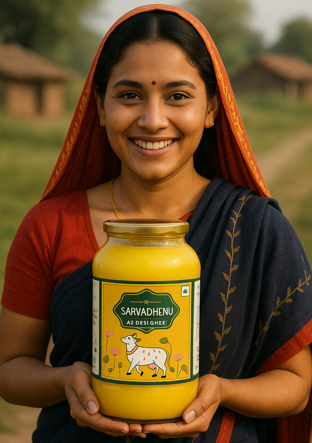 Wholesome A2 Ghee made from free-grazing cows, maintaining Vedic purity and perfect for baby food and sattvic diets.