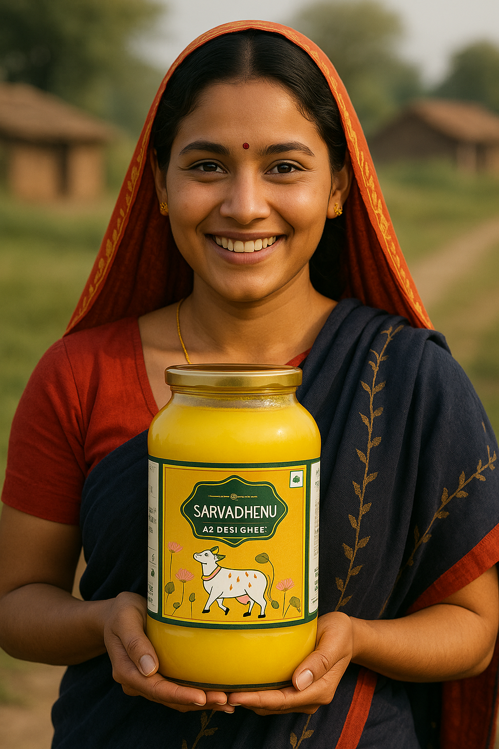 Wholesome A2 Ghee made from free-grazing cows, maintaining Vedic purity and perfect for baby food and sattvic diets.
